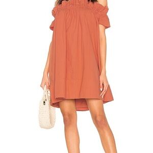 Free People Off-Shoulder Ruffle Mini Dress - Rust